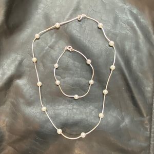 Pearl and silver necklace with matching bracelet